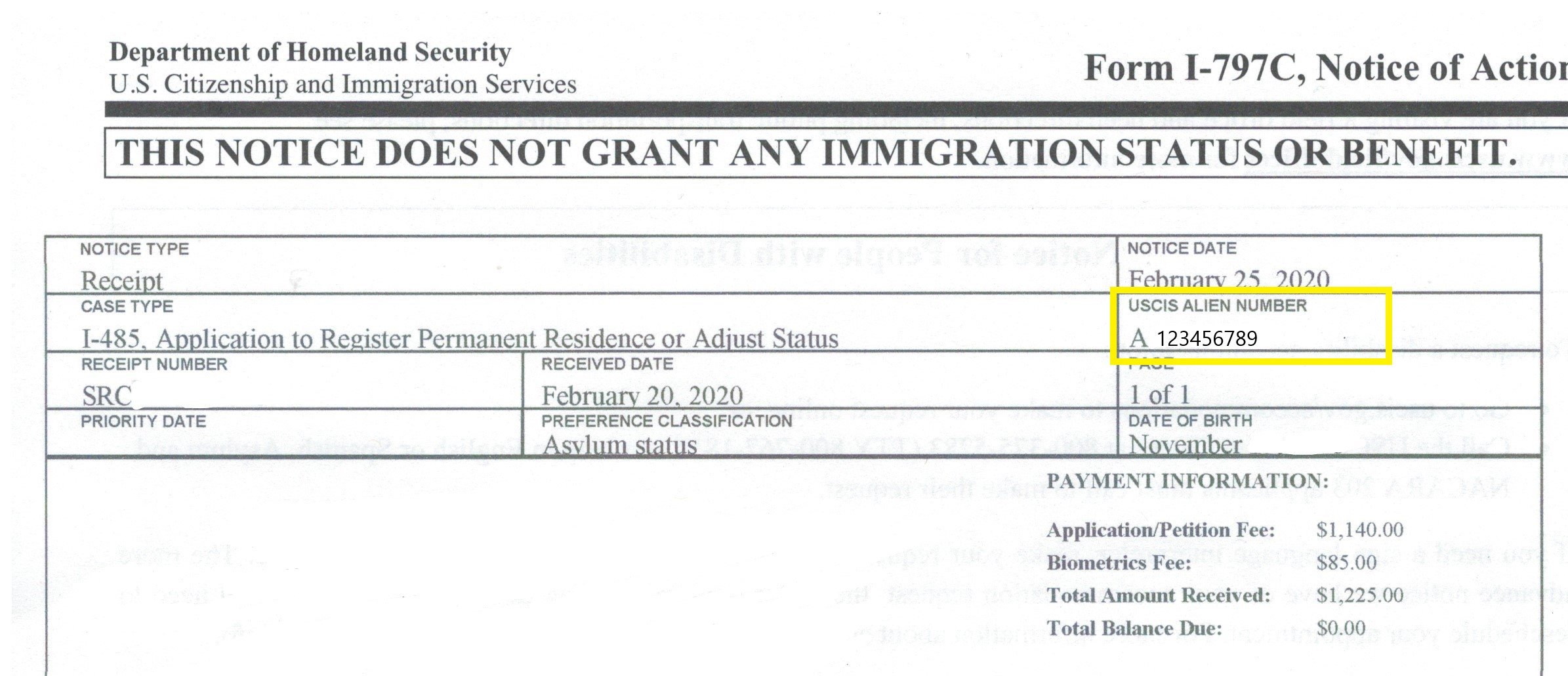 alien registration number a number j1 visa